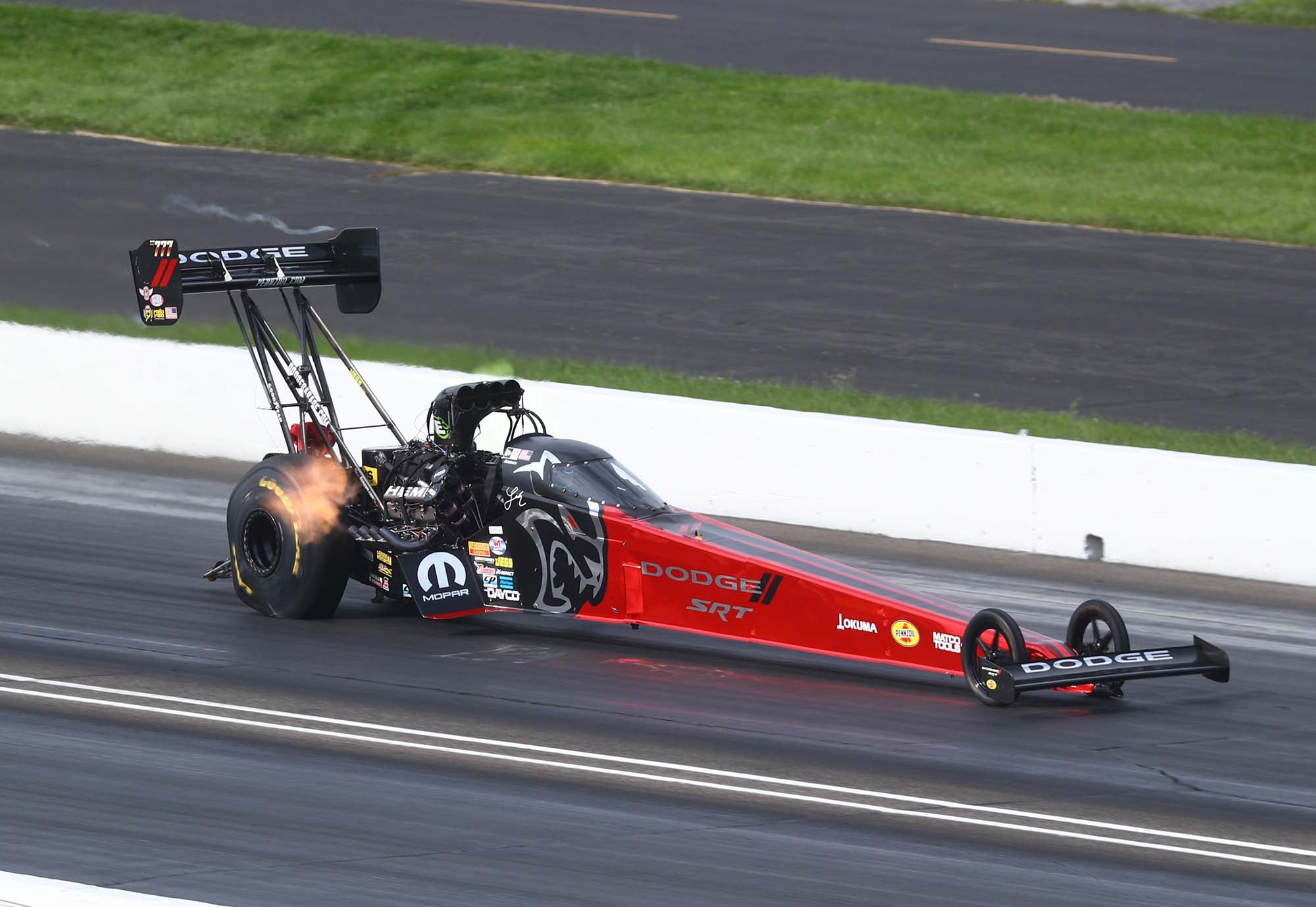 Leah takes the Mopar Dodge SRT Hellcat Redeye Top Fuel into the Semis at Indy!